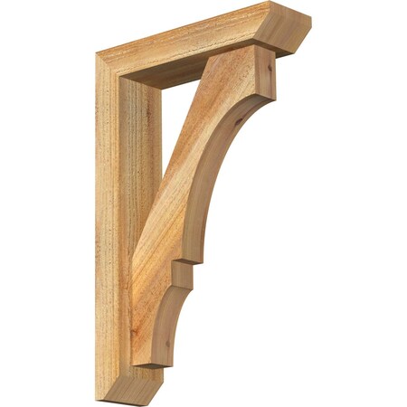 Ekena Millwork Balboa Slat Rough Sawn Bracket w/ Offset Brace, Western Red Cedar, 4"W x 14"D x 22"H BKT0402X14X22BOA06RWR